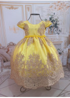 VESTIDO AMARELO RENDADO REALEZA TAM. 1